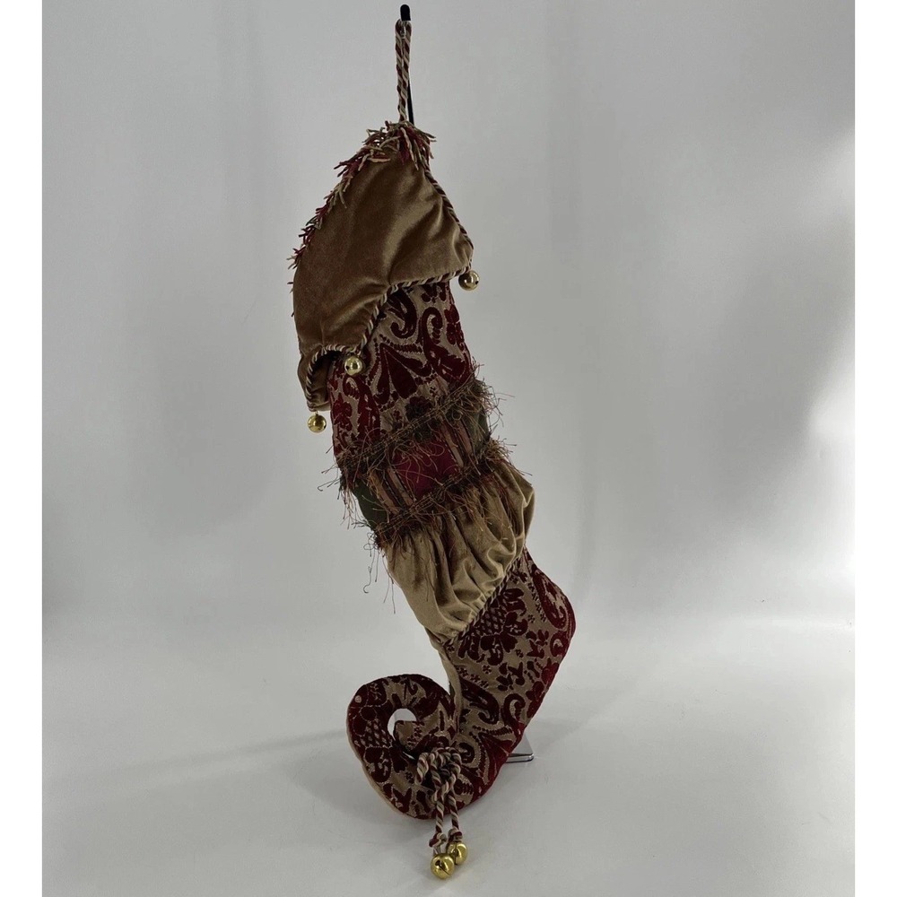 Victorian Luxury Christmas Stocking Fabric Brocade Rich Velvet Jingle Bells Elf‎